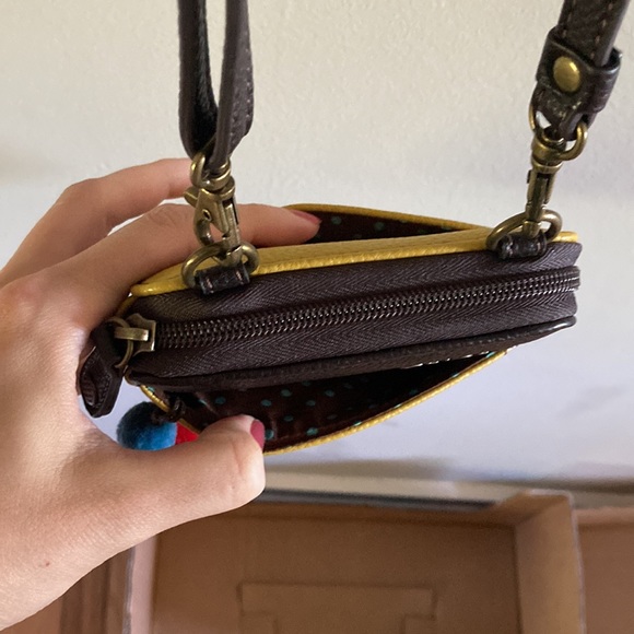 NWOT Brown & golden yellow leather llama bag - Picture 2 of 4